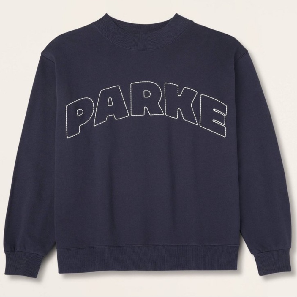 PARKE x Target Mockneck Pullover Sweatshirt Navy w/ White Stitch Logo NWT L/XL